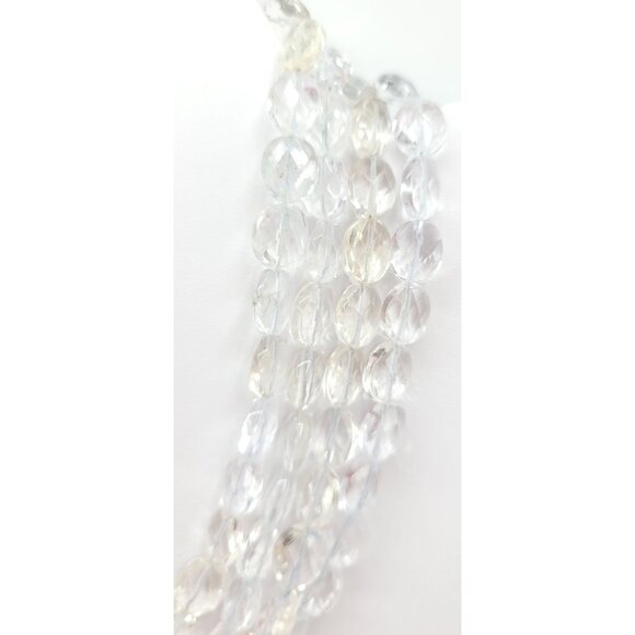 Sterling Silver Slide Tube Clasp Multi Strand Faceted Quartz Choker, 14 Inches - Picture 5 of 11